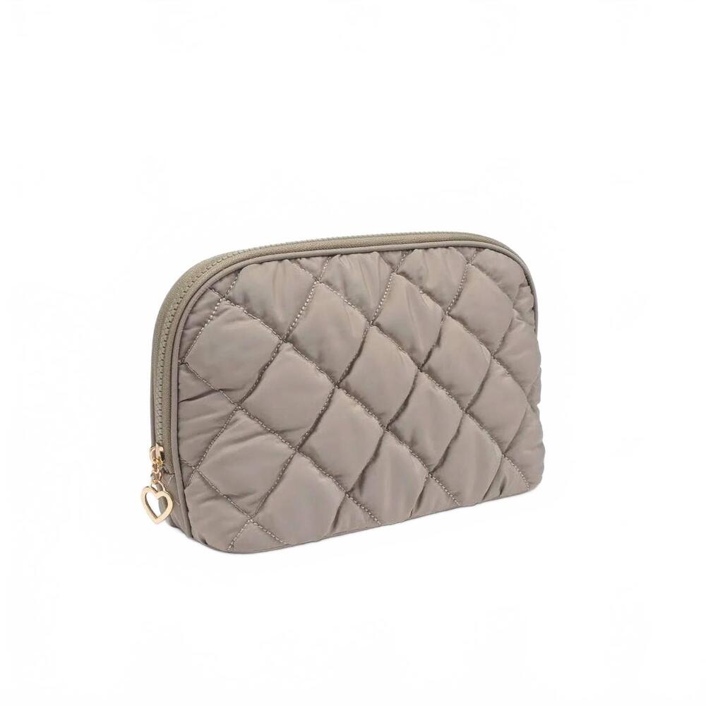 NEW URBAN EXPRESSIONS women's cloud kiss quilted puffer nylon cosmetic dome pouc